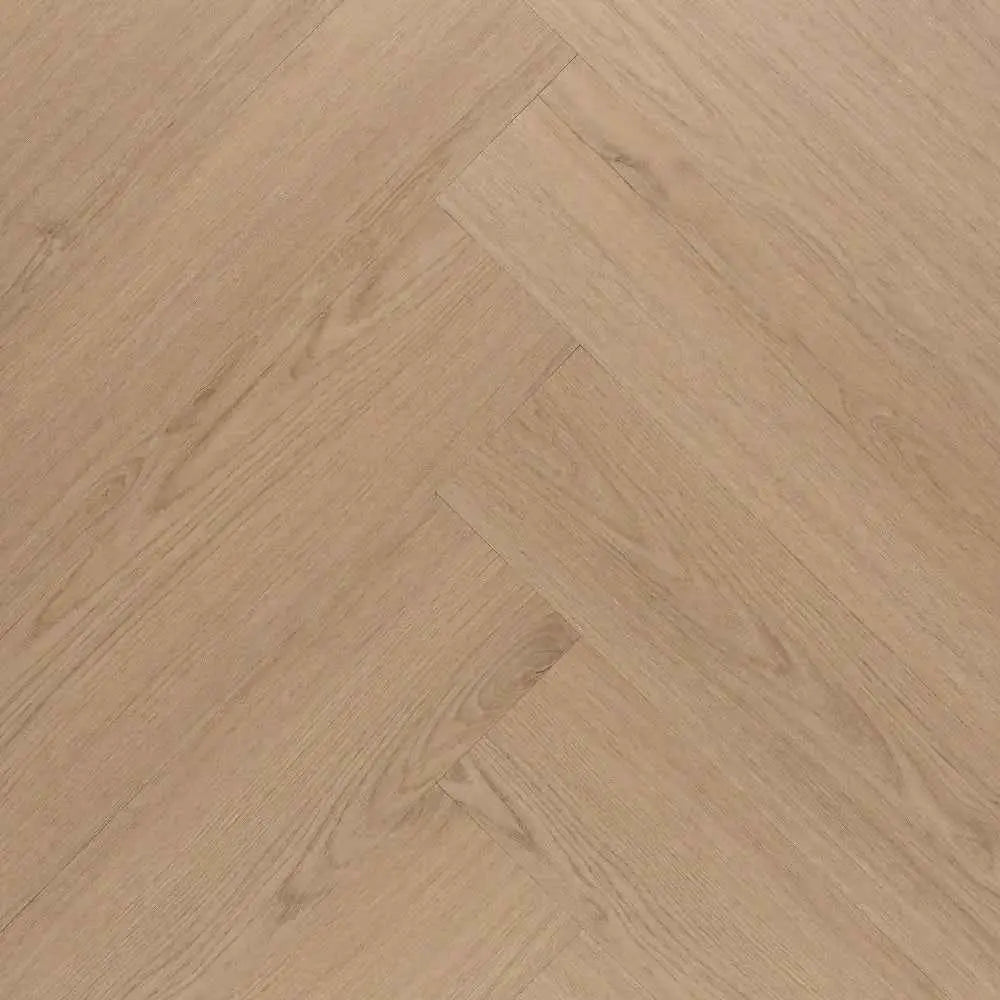 Bovenaanzicht van Pure Visgraat Beige Plak PVC in visgraat houtpatroon