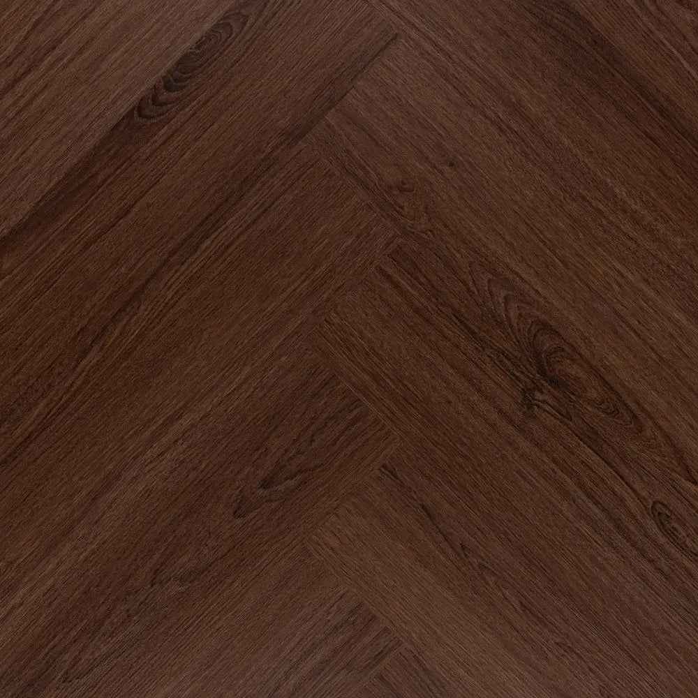 Pure Visgraat Brown plak pvc visgraatvloer met realistisch houtpatroon