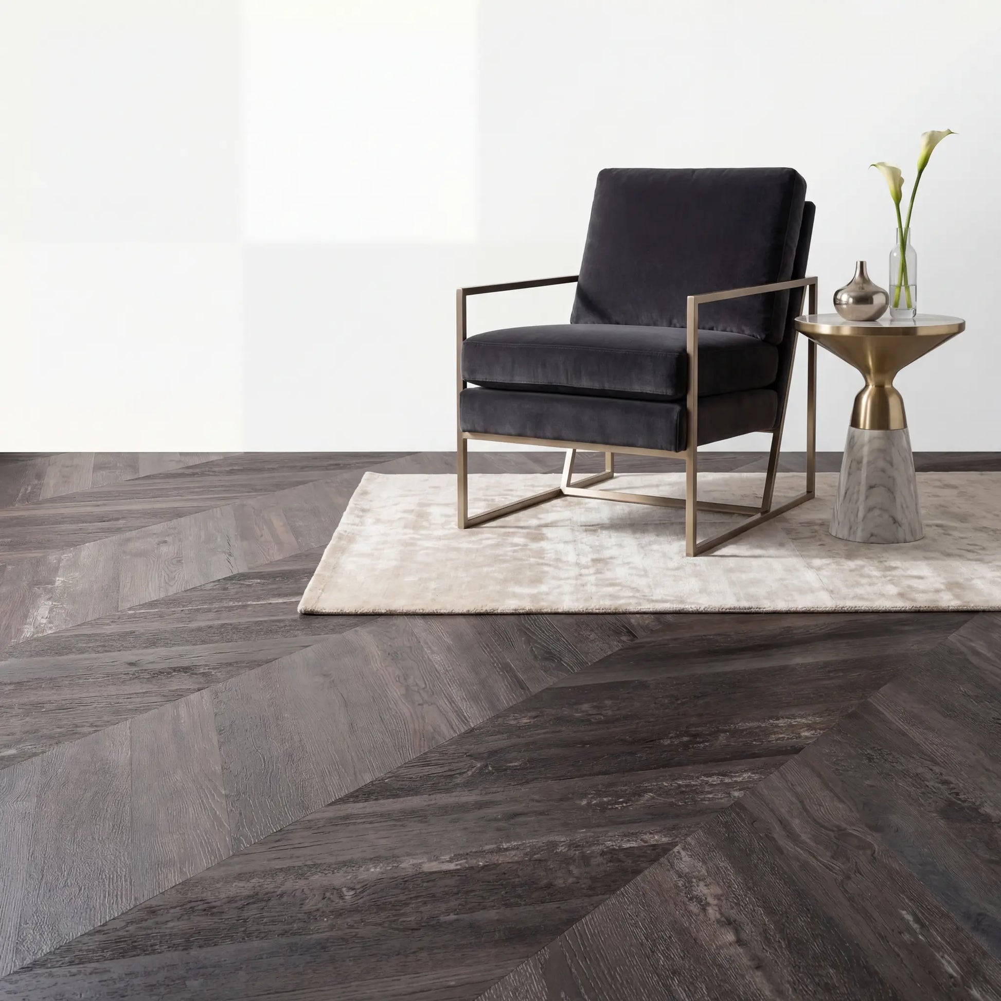 Lux Tenebrae Chevron Charred Black Oak Plak PVC yarenza