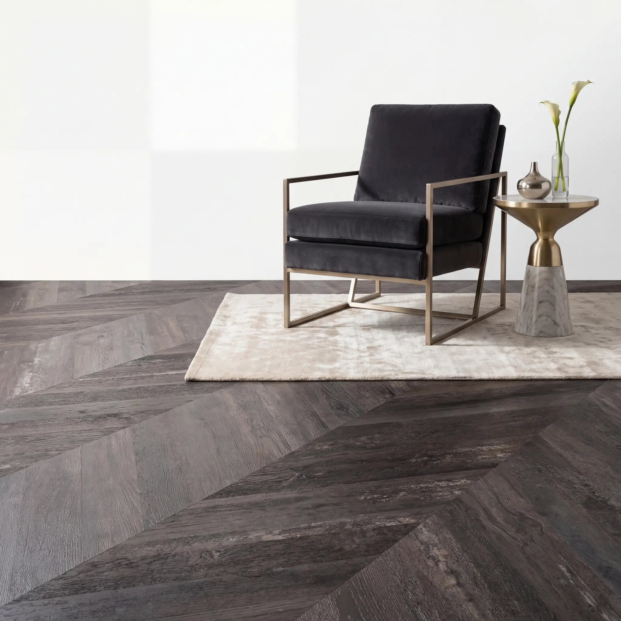 Lux Tenebrae Chevron Charred Black Oak Plak PVC yarenza