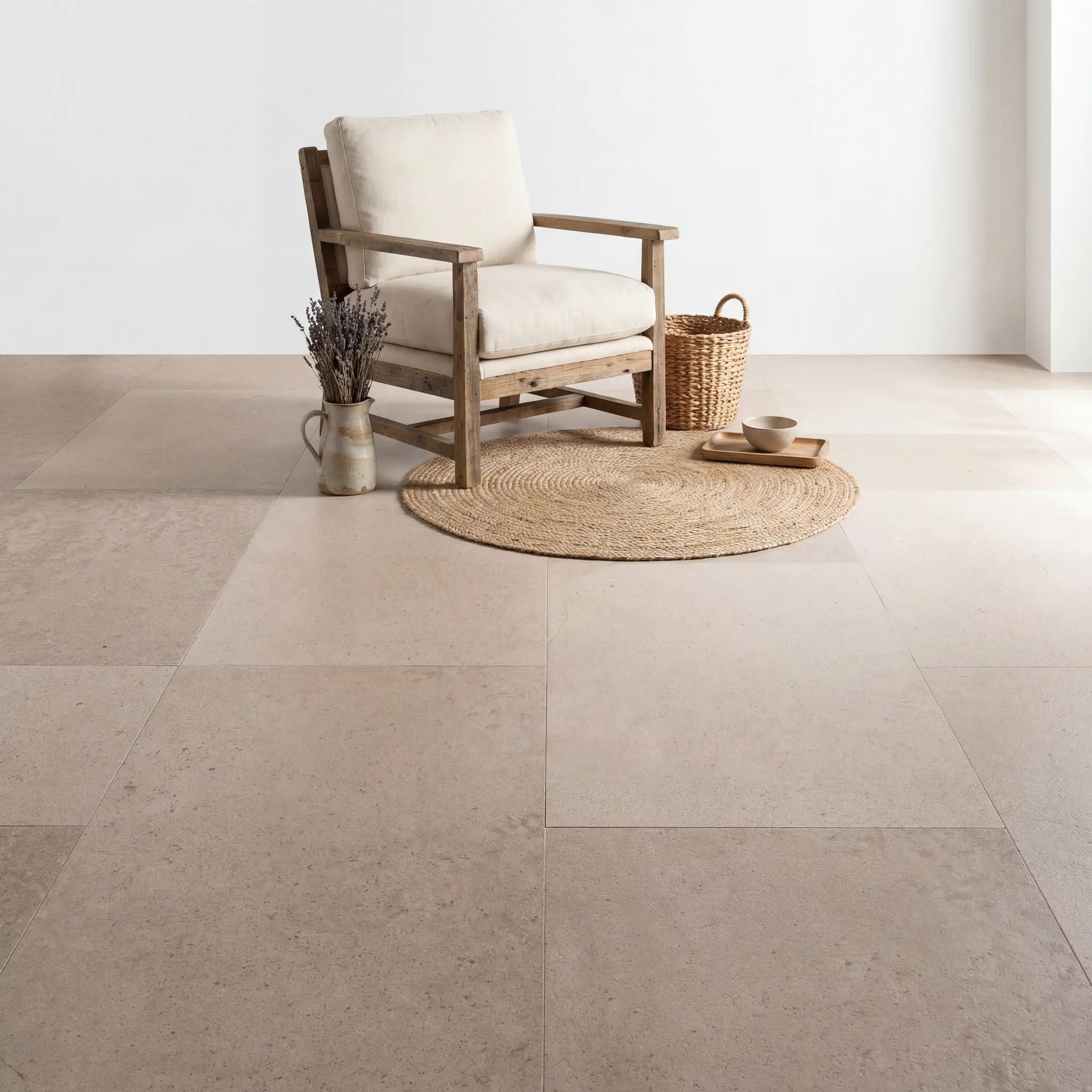Patroon van Aura Terrena Beige Plak PVC vloer vanuit bovenaanzicht