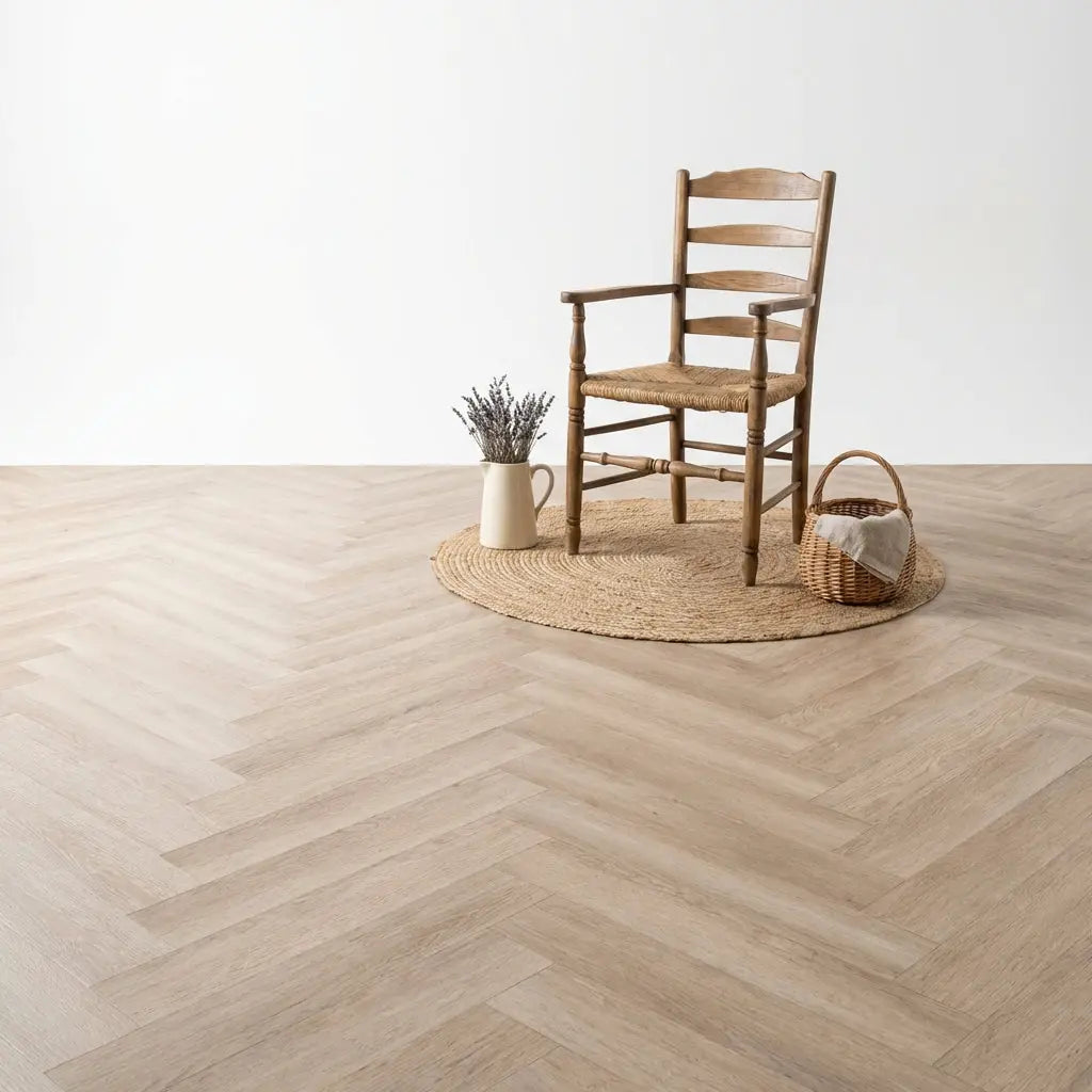 Lux Tenebrae Visgraat Natural Oak Plak PVC yarenza