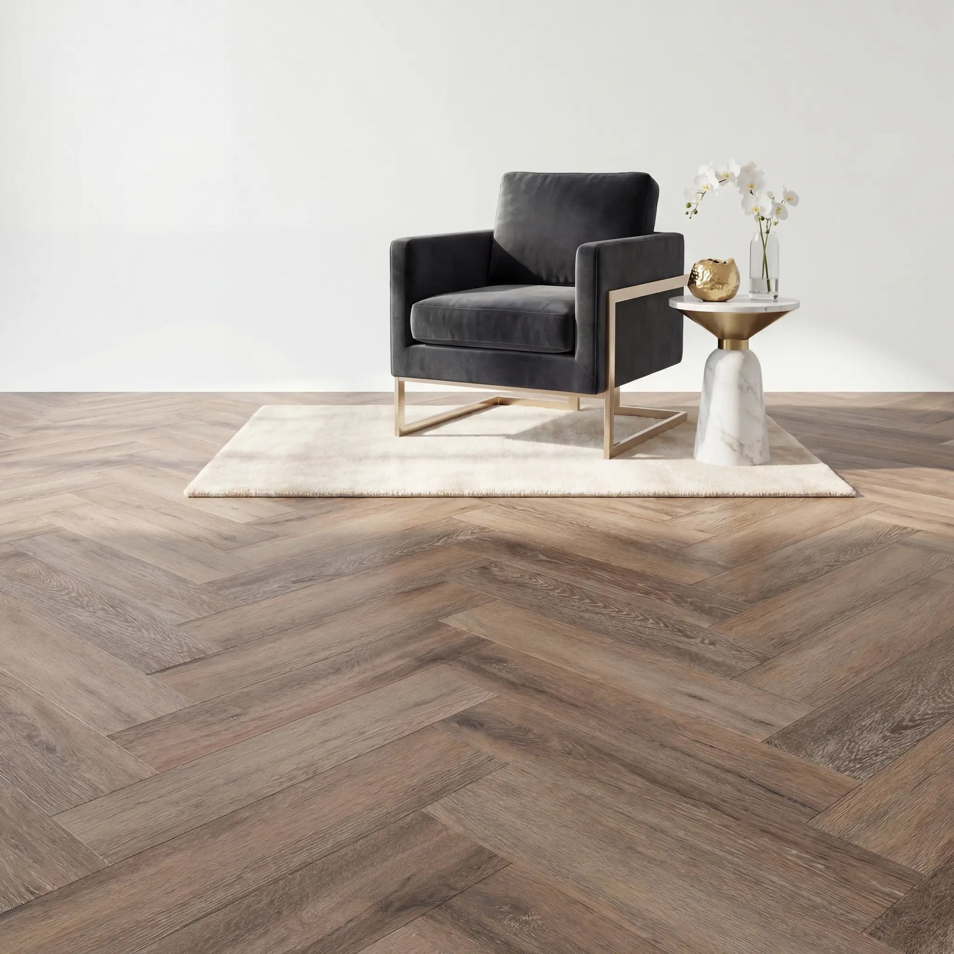 Lux Tenebrae Visgraat Dark Oak Plak PVC yarenza