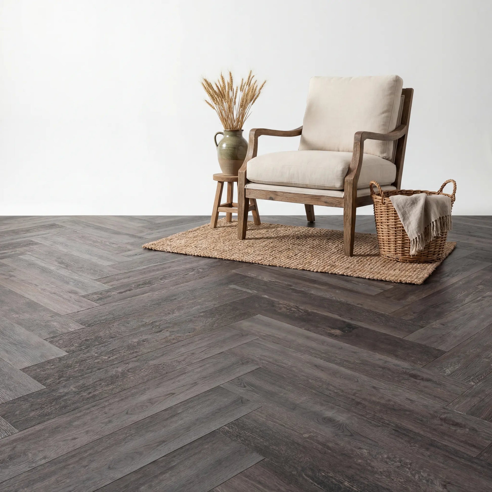 Lux Tenebrae Visgraat Charred Black Oak Plak PVC yarenza