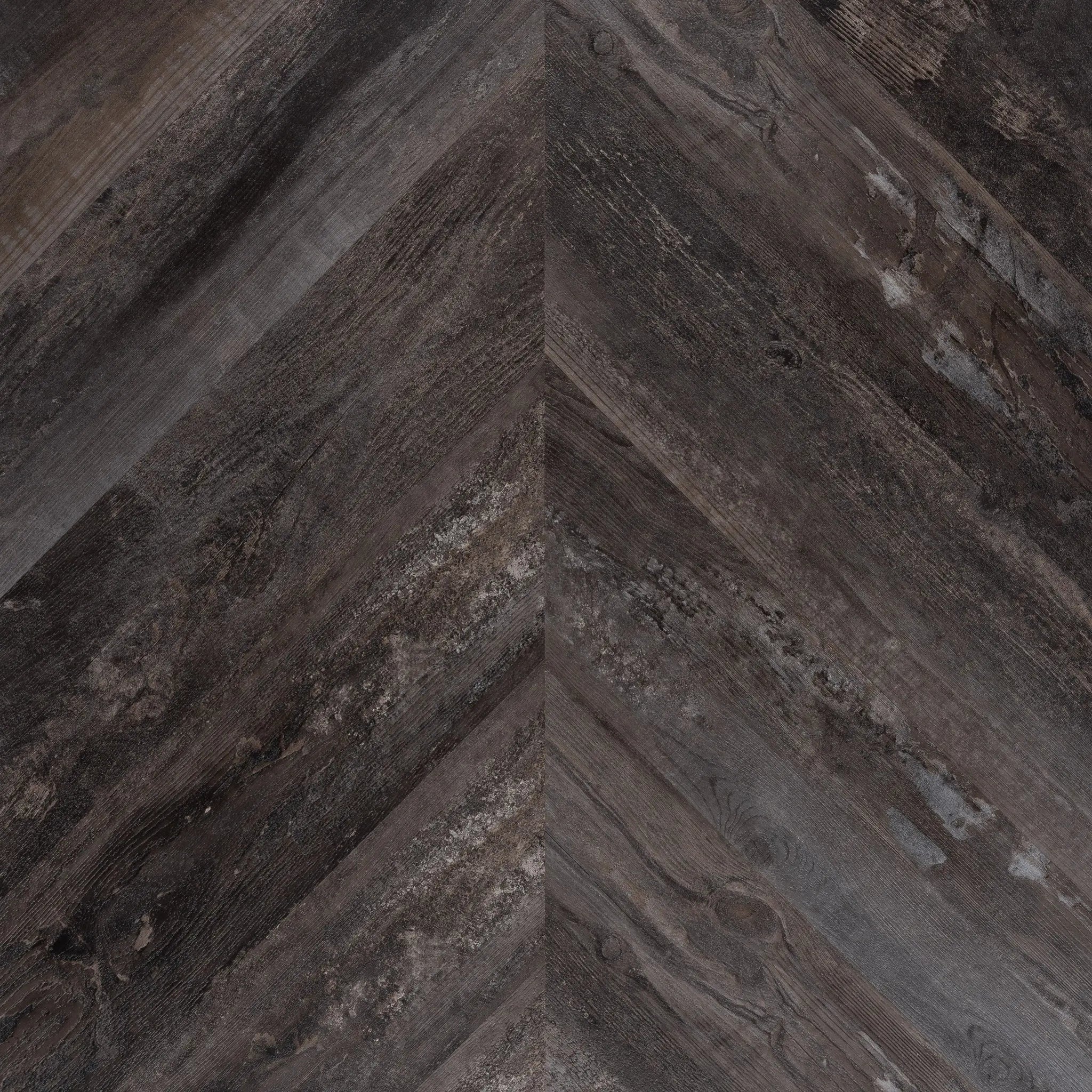 Lux Tenebrae Chevron Charred Black Oak Plak PVC yarenza
